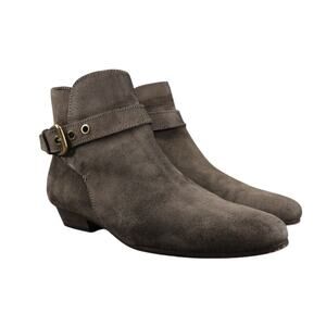 J Crew Shoes Women 7 Bootie Fashion Leather Classic Buckle Strap Block Heel Grey